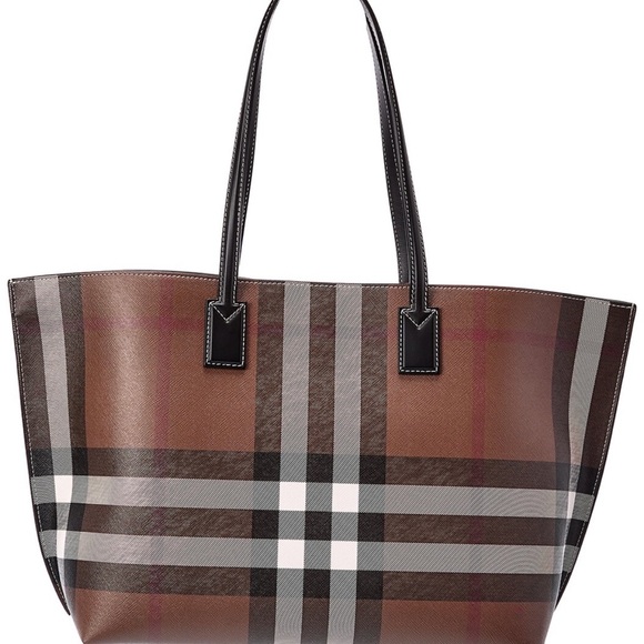 Burberry Check Medium E-Canvas & Leather Tote - Picture 3 of 3
